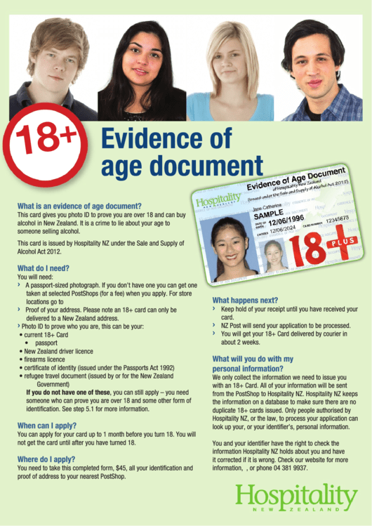Fillable Evidence Of Age Document Application Printable pdf