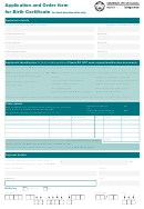 Application And Order Form For Birth Certificate (For South Australian Births Only) Printable pdf