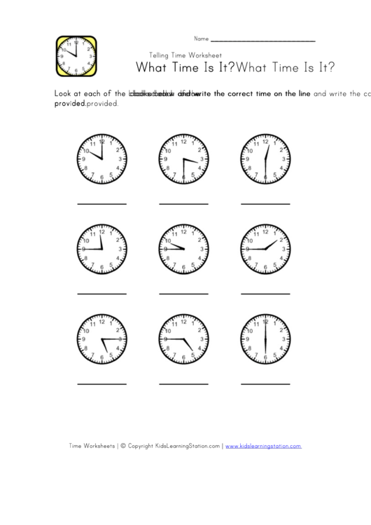 Time Worksheet Printable pdf