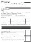 Nexus Questionnaire Form - Corporation Franchise Tax And Pass-through Entity Tax