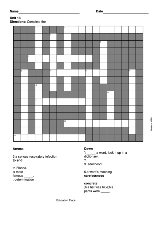 Level 8 Crossword Puzzle Template Printable pdf