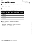 Force And Steepness Forces, Motion, And Machines Activity Sheet