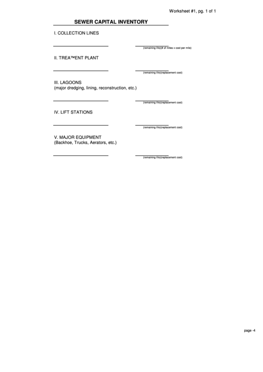 Sewer Capital Inventory Printable pdf