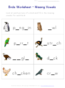 Missing Letters Worksheet - Birds Theme