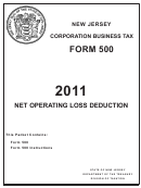 Form 500 - Computation Of The 2011 Nol Deduction - 2011