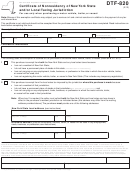 Form Dtf-820 - Certificate Of Nonresidency Of New York State And/or Local Taxing Jurisdiction