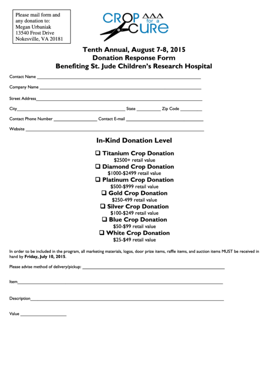 Printable Donation Form For St Jude Children S Hospital Printable Forms Free Online