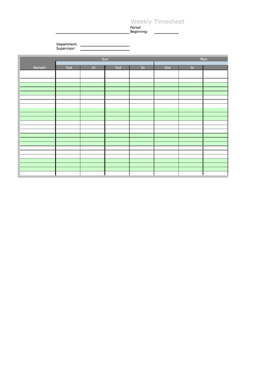 Weekly Multiple-Employee Timesheet, 2 Work Periods Printable pdf