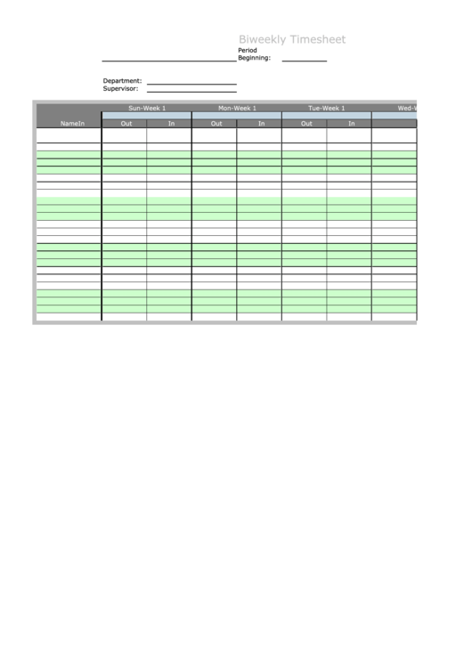 Biweekly Multiple-Employee Timesheet, 1 Work Period Printable pdf