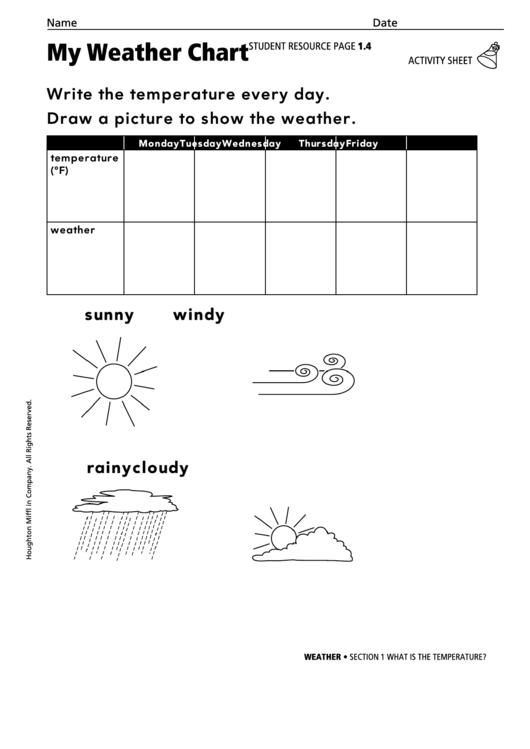 My Weather Chart - Activity Sheet