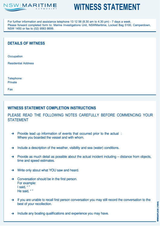 Witness Statement - Nsw Maritime Authority Printable pdf