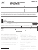 Form Dtf-664 - Tax Shelter Disclosure For Material Advisors - New York State Department Of Taxation And Finance - 2012
