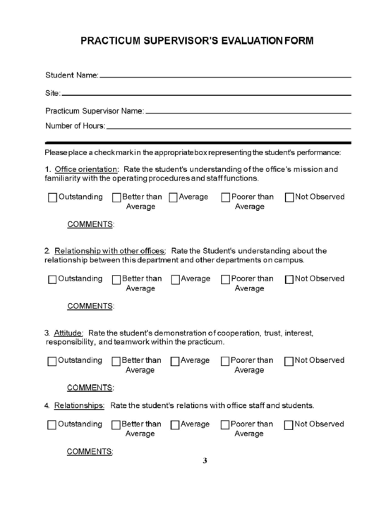 Practicum Suprevisor's Evaluation Form