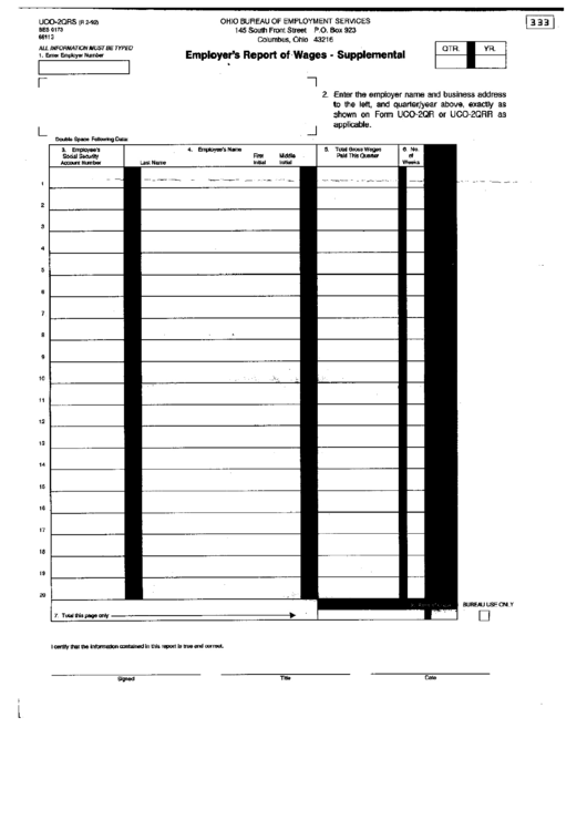 Form Uco-2qrs - Employer