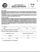 Form St-8a - Resale Certificate - South Carolina Department Of Revnue