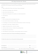 Driving Contract For Teens Template