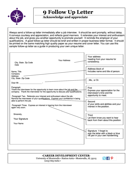 Follow Up Letter - Acknowledge And Appreciate Printable pdf