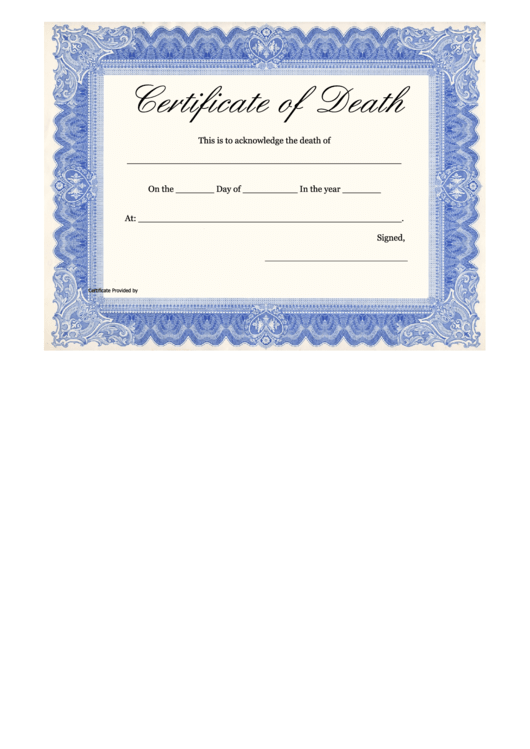 Certificate Of Death Printable pdf