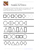 Complete The Patterns - Black And White Worksheet