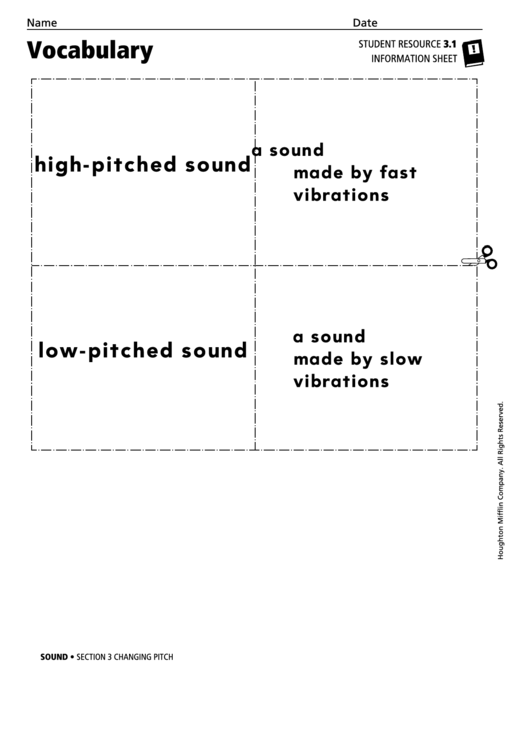 Vocabulary - Changing Pitch Printable pdf