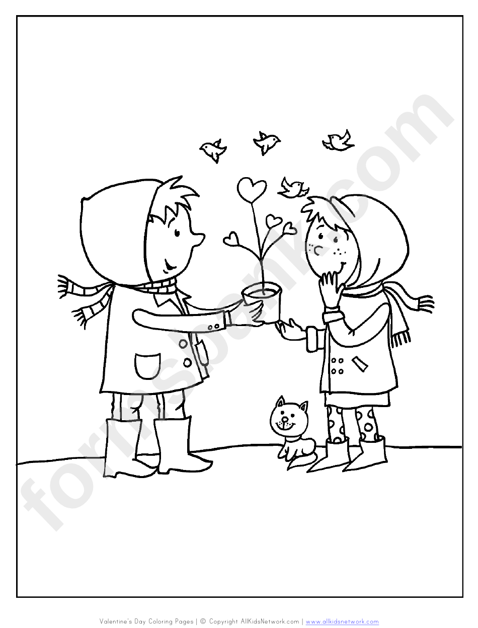 Giving Valentine Coloring Page