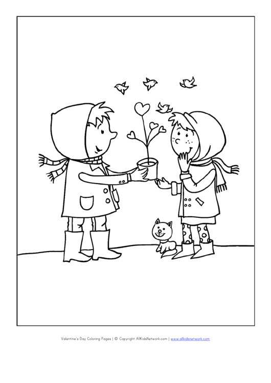 Giving Valentine Coloring Page Printable pdf