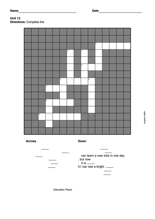 Level 3 Cross Word Puzzle Template Printable pdf