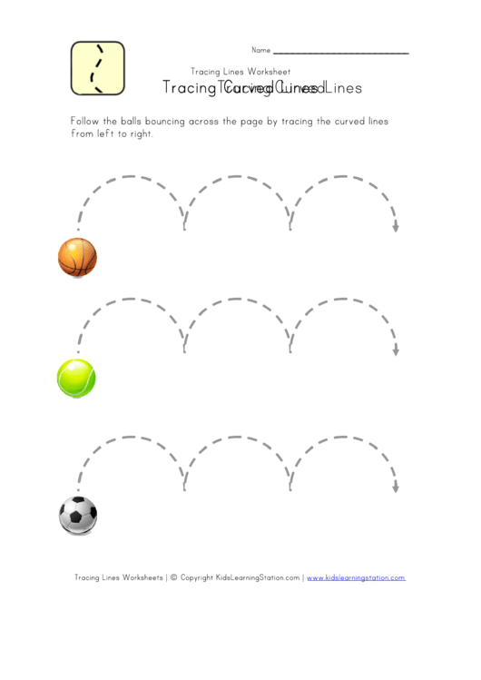 Tracing Curved Lines Worksheet Printable pdf