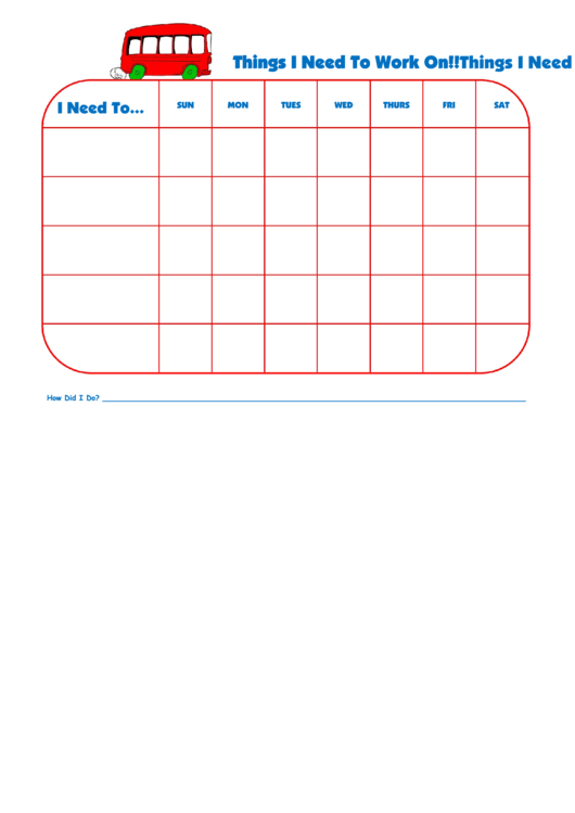 Bus Weekly Behavior Chart Printable pdf