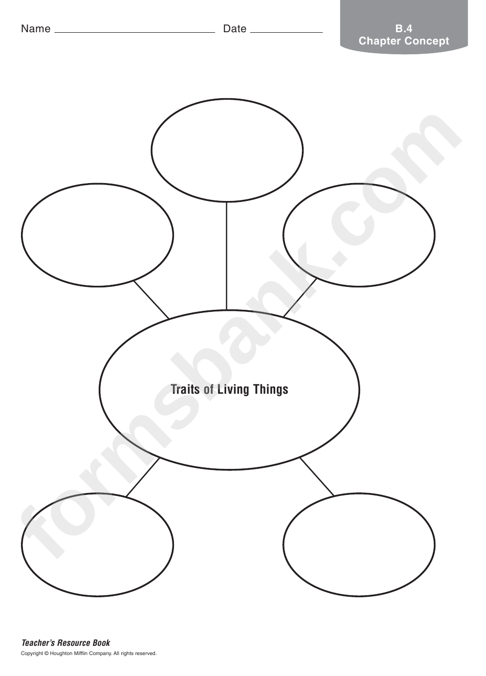 Traits Of Living Things Organizer Template