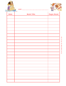 Reading Log (henry And Mudge) Template