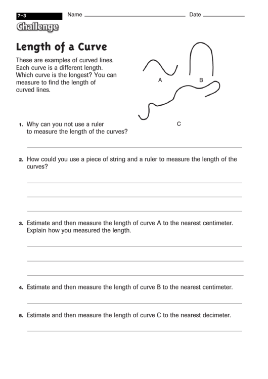Length Of A Curve - Math Worksheet (With Answers) Printable pdf
