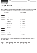 Length Riddle - Math Worksheet (with Answers)