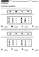 Fraction Symbols - Worksheet With Answers