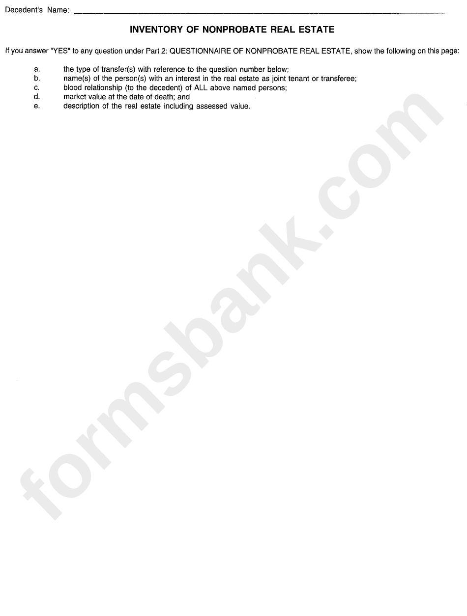Form Et6.01 - Appraisement Of The Estate For Decedent