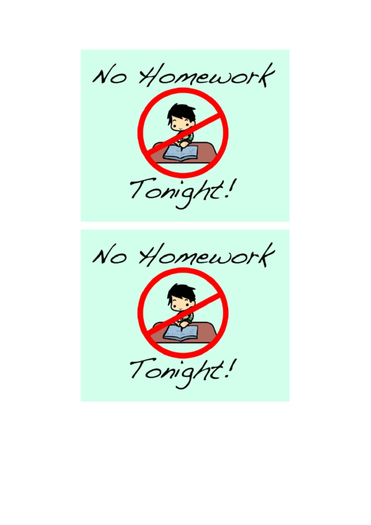 No Homework Tonight Sign Printable pdf