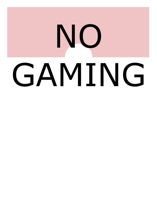 No Gaming Sign Printable pdf