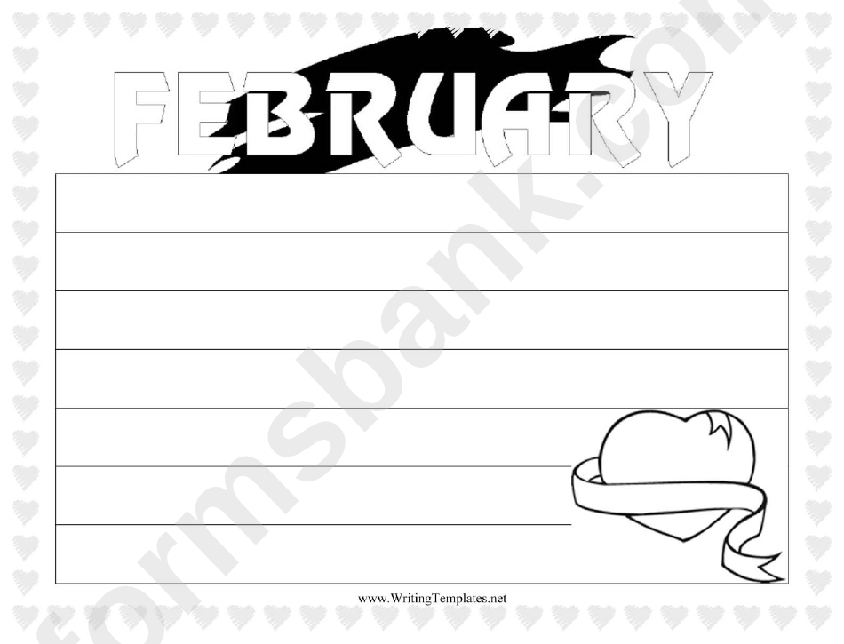 February Writing Template First Grade
