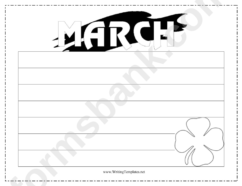 March Writing Template First Grade