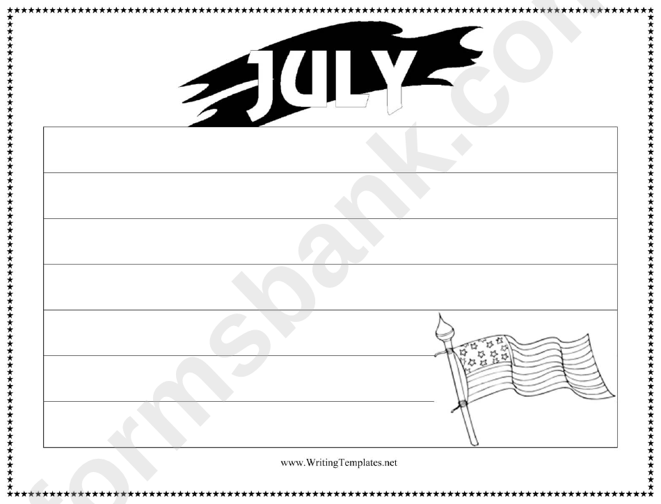 July Writing Template First Grade