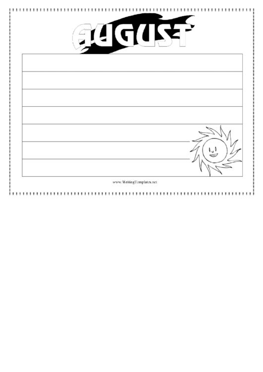 August Writing Template First Grade Printable pdf