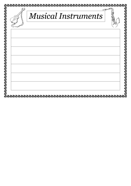 Musical Instruments Writing Template First Grade Printable pdf