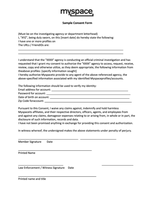 Sample Investigation Consent Form Printable pdf