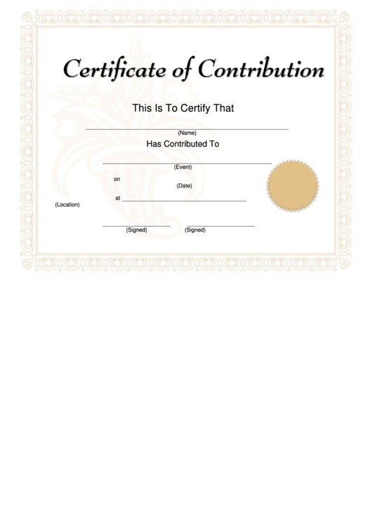 Certificate Of Contribution - Flower Printable pdf