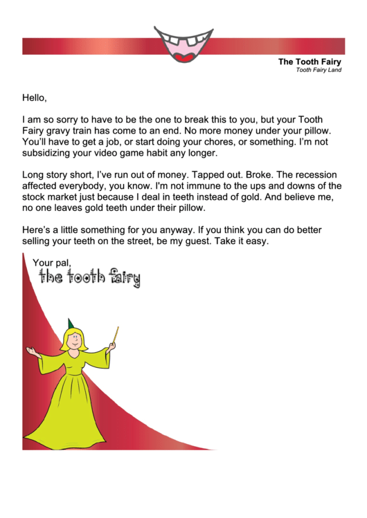 Tooth Fairy Apology Letter Printable Pdf Download