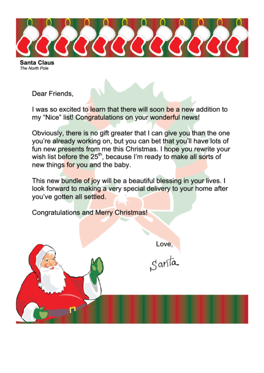 Parents-To-Be Santa Letter Template Printable pdf