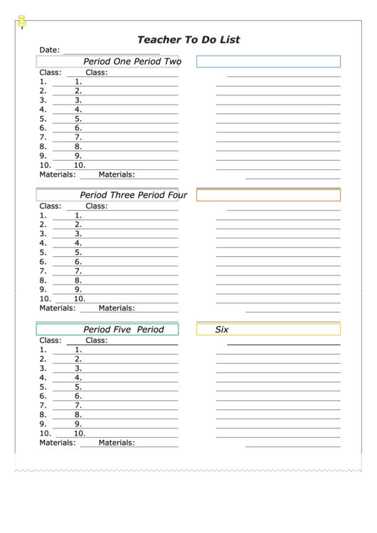 Teacher To Do List Printable pdf