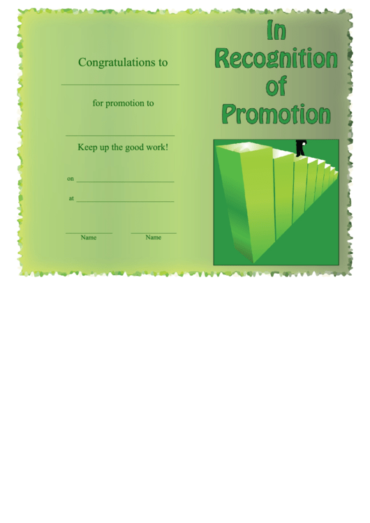In Recognition Of Promotion Printable pdf