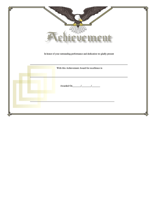 Achievement Award Template - Eagle Printable pdf