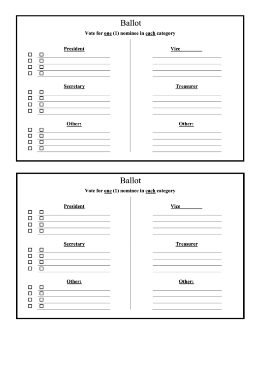 Ballot Template - Blank printable pdf download
